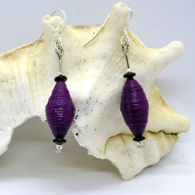 Boucles d'oreille 1 perle de papier